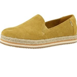 Toms Palma Size 8.5 Suede Gold Slip On Espadrilles